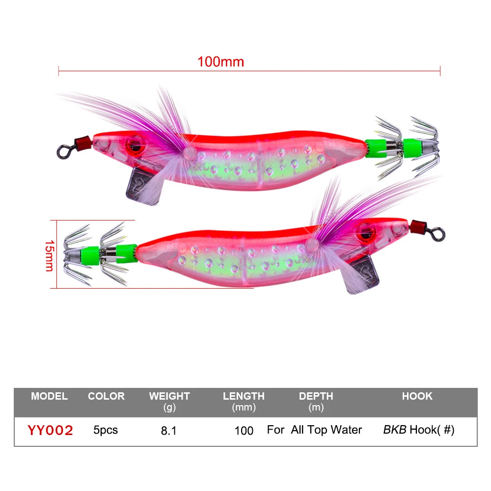 5 шт. приманка для ловли рыбы, высота каблука 10 см 8,1 г кальмаров крюк с красным лазером карты крючковый лов осьминог, Каракатица креветки приманки 3D глаза светящаяся приманка