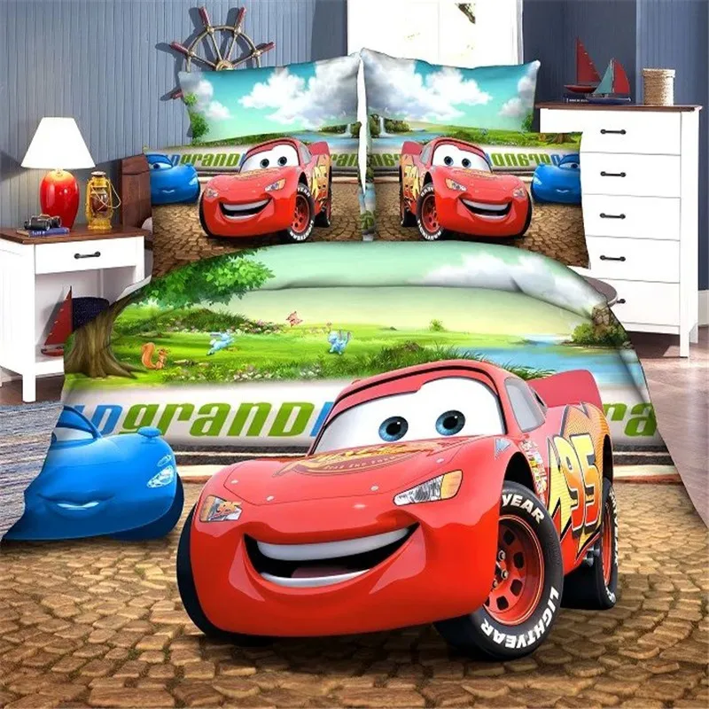 Image Disney mc queen car boys bedding set duvet cover bed sheet pillow cases twin single size