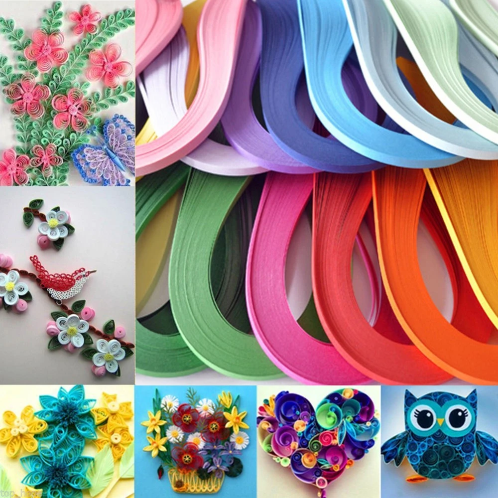120pc Quilling Papers 5mm 54cm Length Solid Color Paper Strips Blue Paper Quilling Strips Set