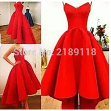 Стиль Милая-Line Паффи атласная Красный шикарное платье Hi Lo Лето Myriam партии Платья знаменитостей Лидер продаж