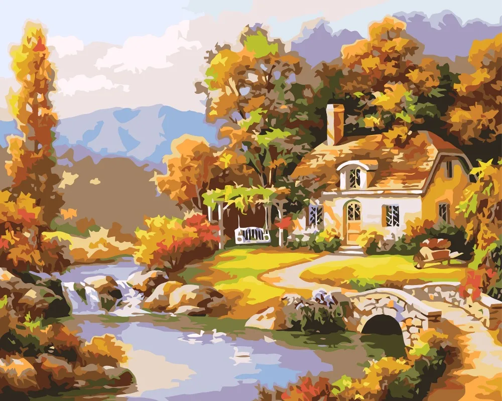 Бескаркасная цифровая масляная краска DIY Раскрашивание по номерам большая