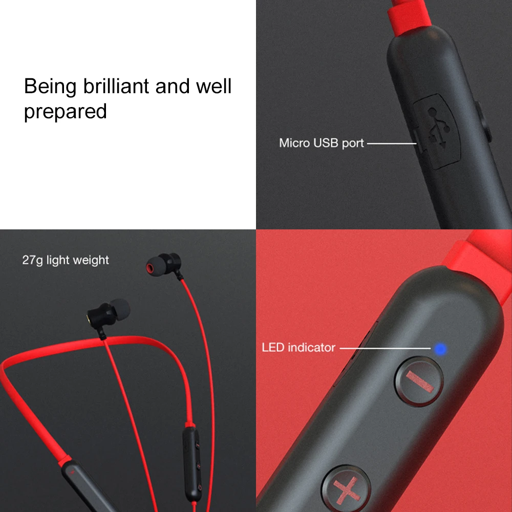 160mAh IPX4 Bluetooth V5.0 Magnetic Auto On  Off Earphone Handsfree Neckband (1)