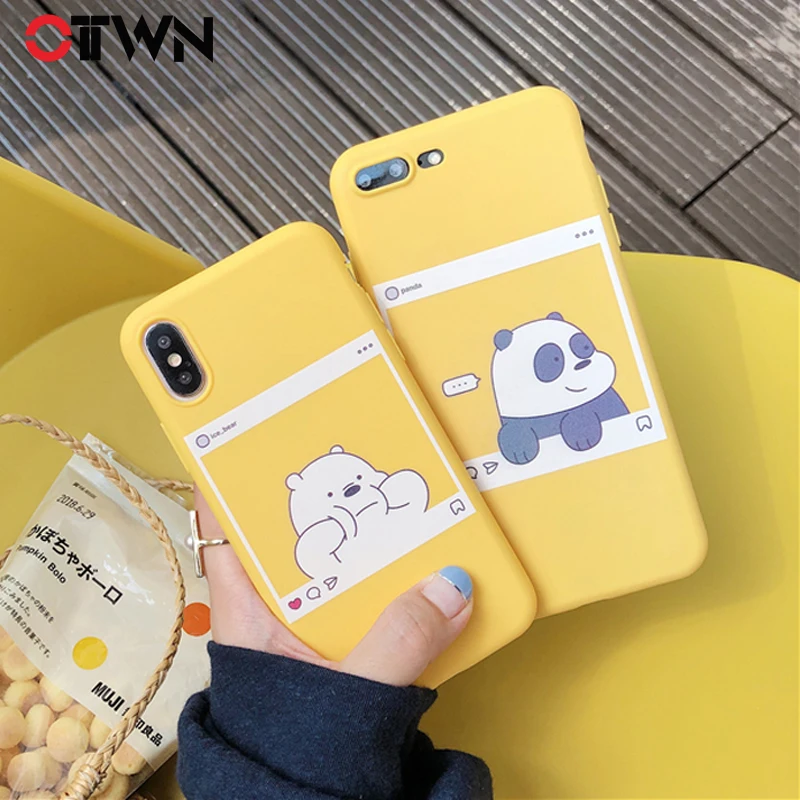 

Ottwn Phone Case For iphone X XS Max XR 5 5S SE 6 6S 7 8 Plus Soft TPU Back Cover Kawaii Bear Panda Pattern Yellow Cases Cover