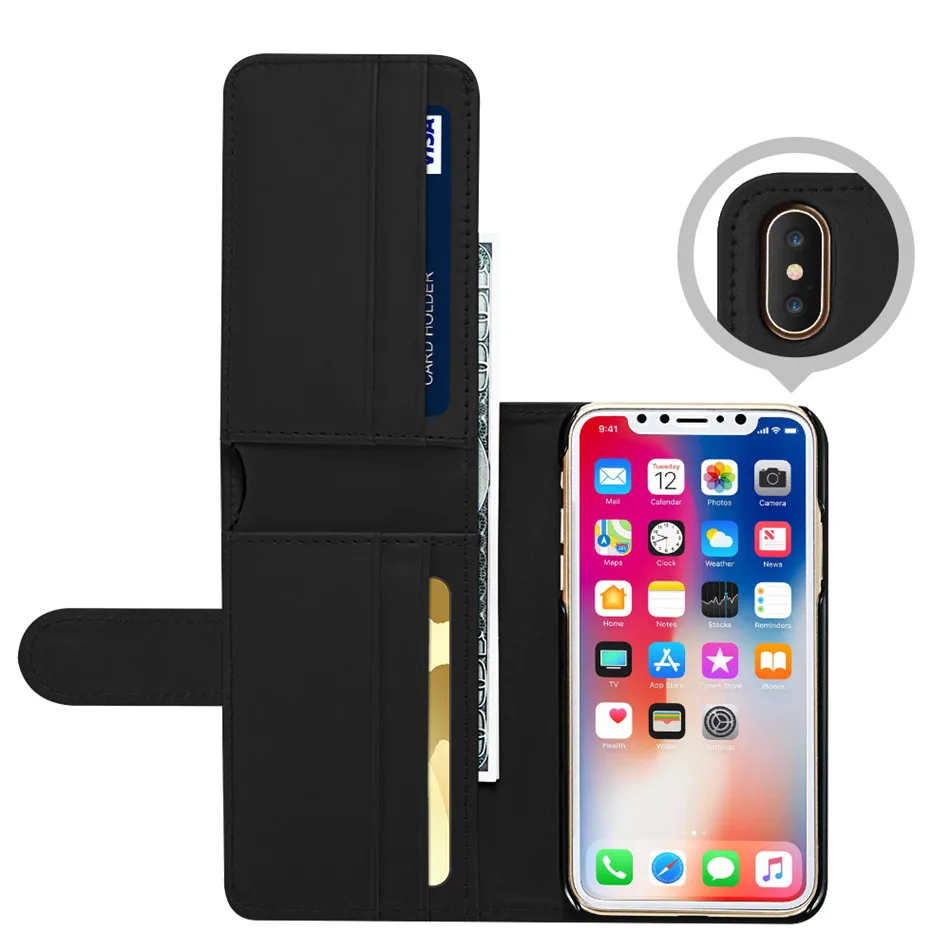 DOEES Foldable Leather Flip Wallet Case For iPhone X 10 Bag Case Vintage Business Card Cash Slot Smooth Touch Cover For iPhoneX (1)