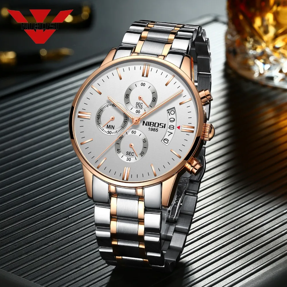 NIBOSI Luxury Brand Sport Watch Men Quartz Clock Male Full Stainless Steel Military Wrist Relogio Masculino Montre Homme | Наручные часы