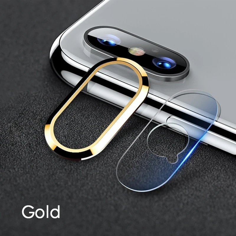 Metal Camera Lens Protective Ring+ Lens Protector 6D Transparent Tempered Glass Film For iPhone 6 6s Plus 7 8 Plus X XR XS Max