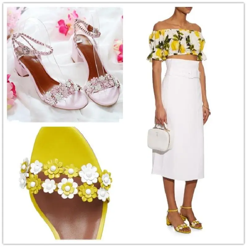 2018 Piste Pic Pic Peep Fleur Talon as Printemps Été Med Plage Sandales Toe Marque As Douce Motif Sapato Chaussures Femme Coloré Feminino FFrZwB