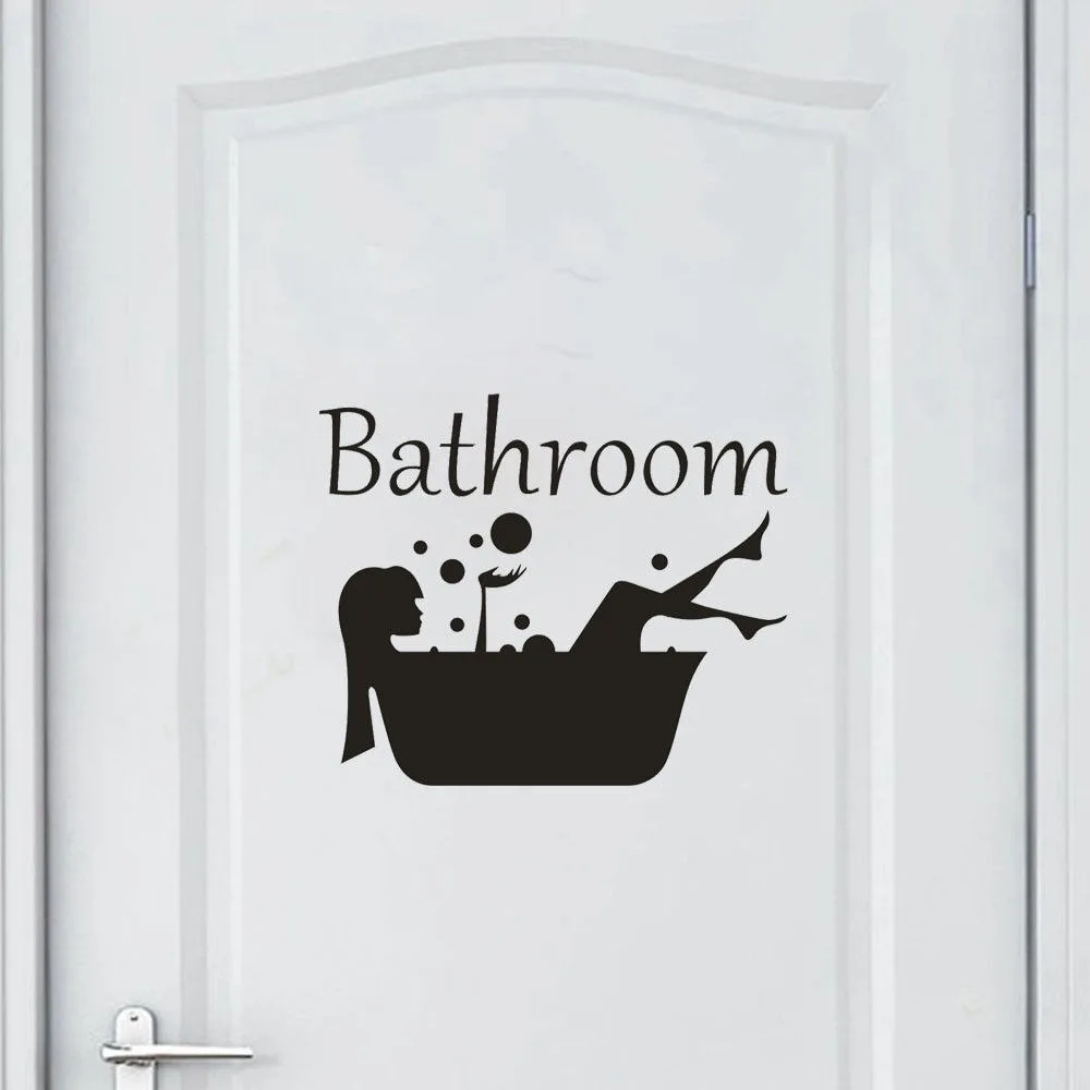 Bathroom Quotes Toilet Door Sticker Fashion Bathroom Door Decals Diy