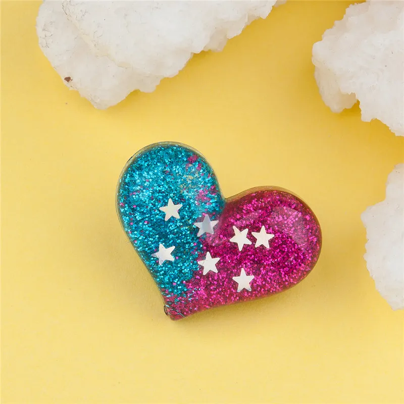 DoreenBeads сверкающие Броши из искусственной смолы разноцветные броши в форме сердца