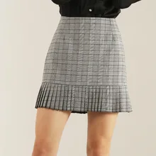 Bella Philosophy Женская клетчатая Высокая талия плиссированные юбки элегантные офисные женские повседневные юбки костюмы Горячие драпированные женские юбки