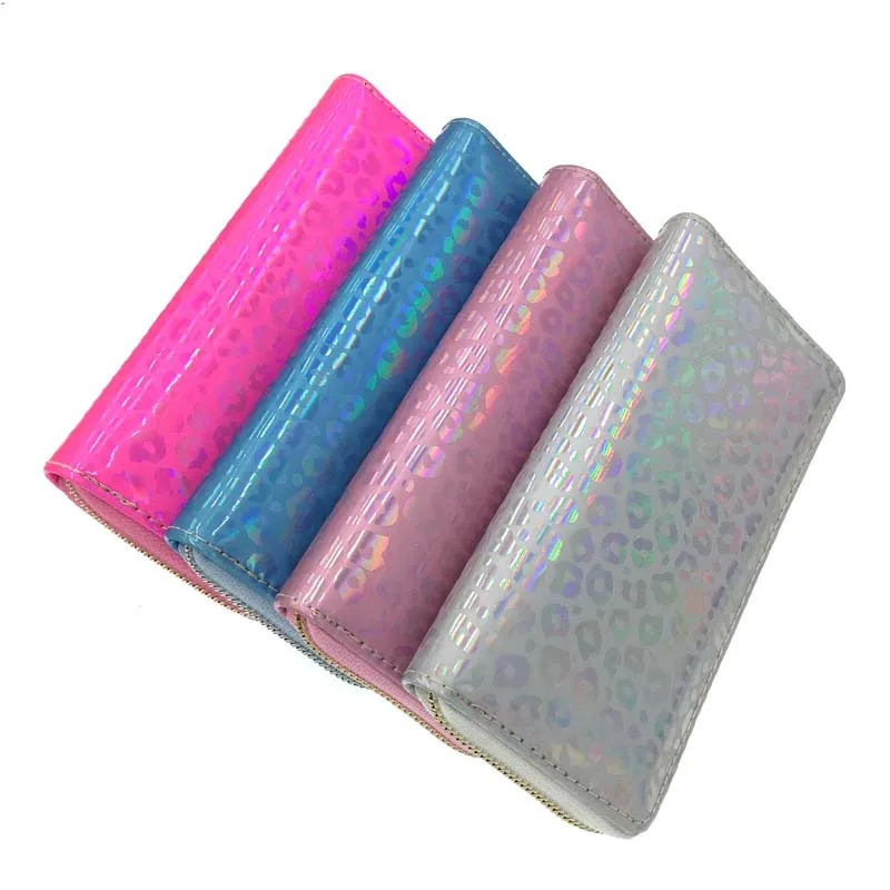

KANDRA Fashion Floral Holographic Long Wallet Purse Women Clutch Laser Card Holders Shiny PU Leather Bag For Coin Pocket Purse