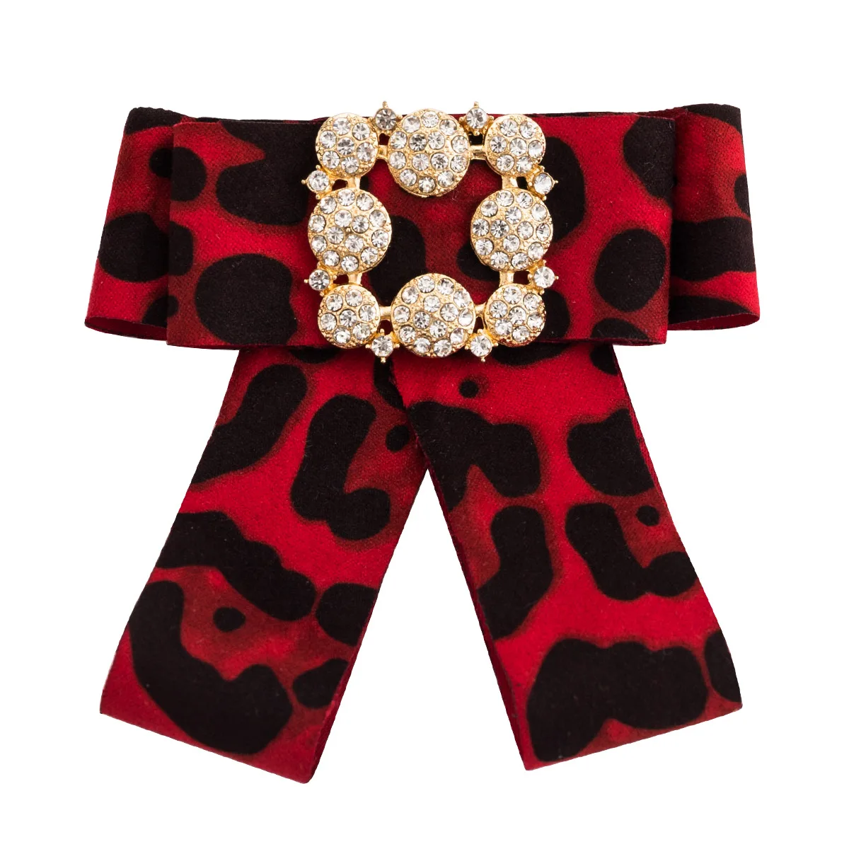

Lukeni 2019 Rhinestone Bowknot Leopard Flannel Fashion Brooches Luxury Designer Jewelry For Women Lapel Pin Bow Tie