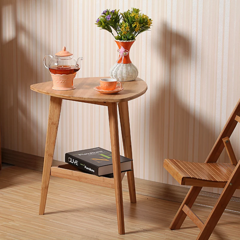 Image Selling bamboo flower wood simple desk computer desk, small tea table outdoor leisure corner table furniture office table