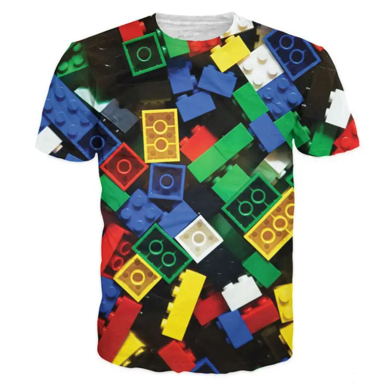 

Casual 3D Printed T-shirts Lego Bricks T-Shirt Men Super Popular Children's Toy Graphic Tees Unisex Camisetas Summer Tops
