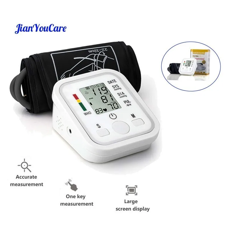 

Digital Upper Arm Blood Pressure Pulse Monitors tonometer Portable health care bp Blood Pressure Monitor meters sphygmomanometer