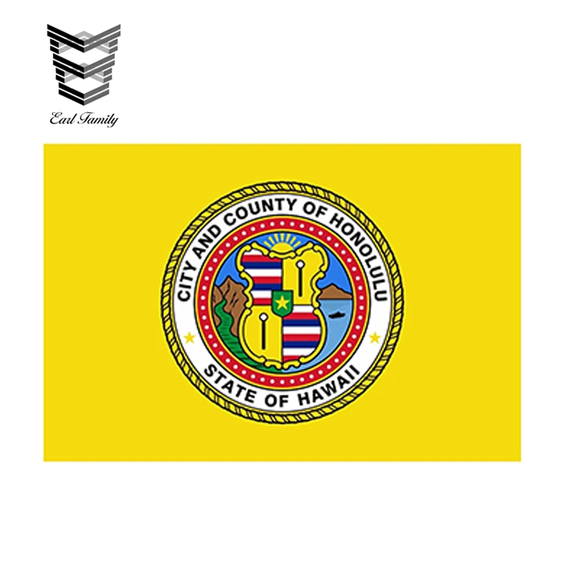 EARLFAMILY 13 سنتيمتر x 8 سنتيمتر سيارة التصميم هونولولو مدينة العلم هاواي الوفير صائق المحمول اللوحي الباب أداة مربع للماء سيارة ملصقا