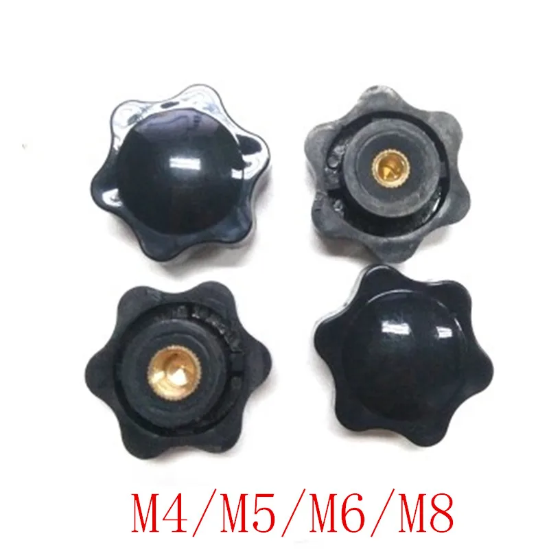 

4pcs/lot M4 M5 M6 M8 Plum Bakelite Hand Tighten Nuts Handle Star Mechanical Black Thumb Nut