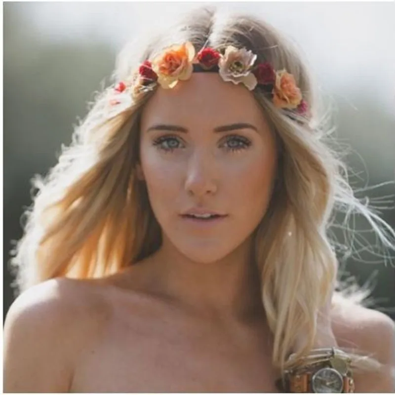 

5pcs/lot Multi Floral Boho Romantic Headbands for Female Braided Elastic Headwear Elegant Wedding Hair Accessories 3J2001