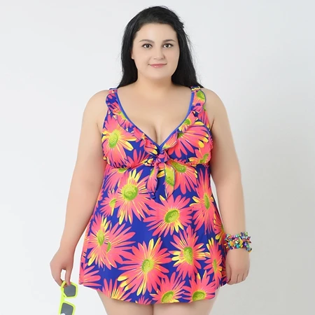 Colorful Summer Sexy Big Women Swimsuit One Pieces Women Dress Big Bust ...
