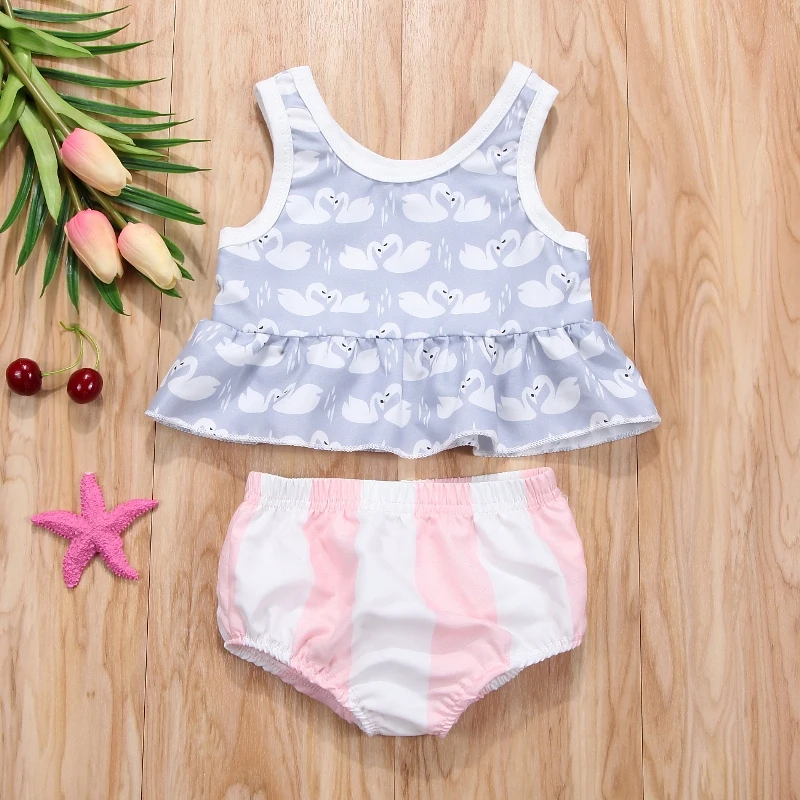 

CANIS Toddler Kid Baby Girl Summer Outfit Clothes T-shirt Tops Pants Shorts 2PCS Sleeveless Romper Blue