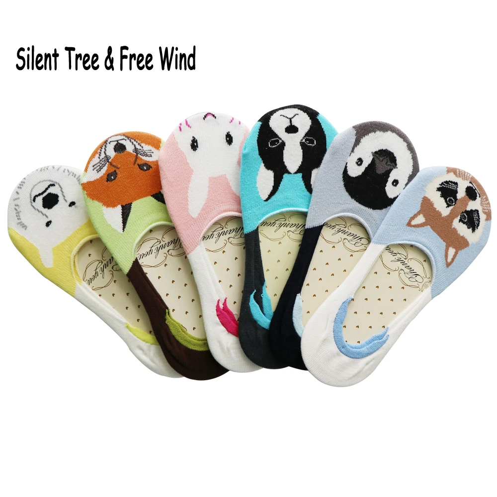 夏の女性のかわいい犬動物ノンスリップ不可視靴下面白い女性ペンギンブルドッグパグハスキーウサギ綿なしショーソックス No Show Socks Women Socks Women Invisiblewomen No Show Socks Aliexpress