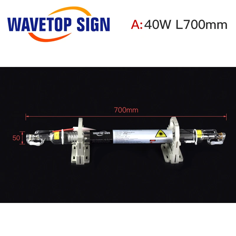 WaveTopSign 40 Вт Co2 лазерная трубка обновленная металлическая головка длина 720 мм dia50мм для CO2 лазерная гравировка машина для резки