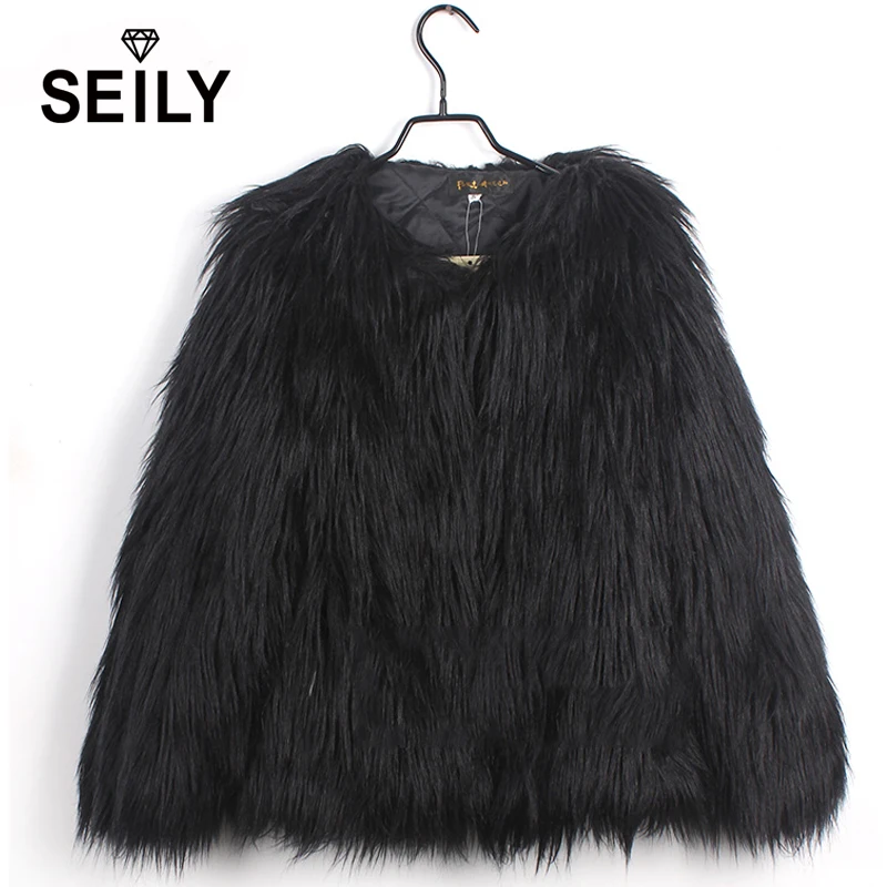 Women 2015 New Arrival Faux Ostrich Feather Coat Celebrity Elegant Style Clothes Karakul Sheep Fur Long Hair Jacket Real Photos