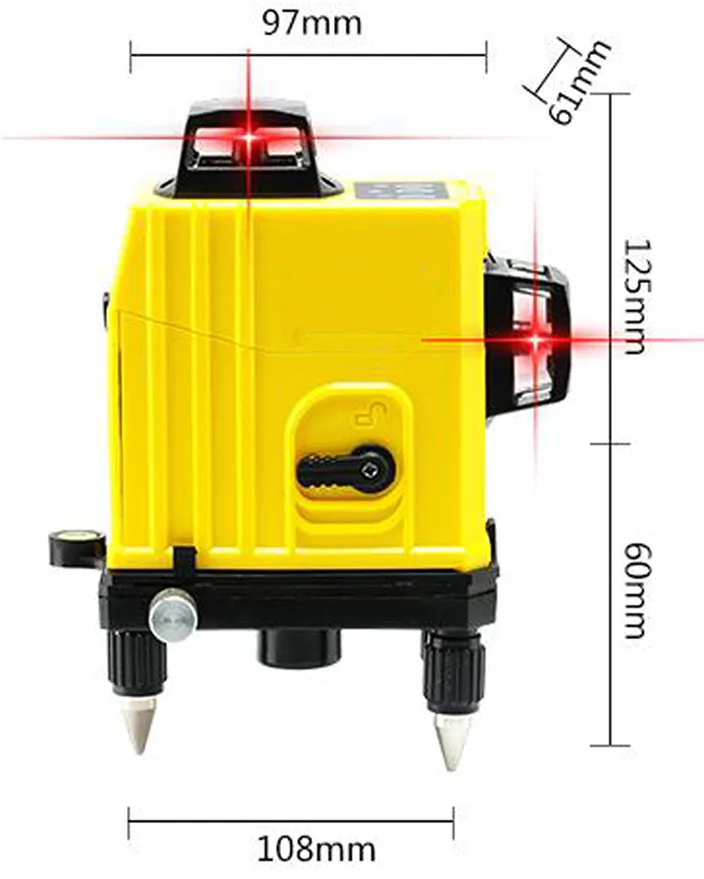 Профессиональный 12 линии 3D лазерный нивелир 360 в вертикальном и горизонтальном положении лазерный нивелир Самовыравнивающийся Крест красная линия 3D лазерный уровень