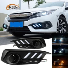 OKEEN 2x автомобильный Стайлинг DRL комплект для Honda Civic 10th дневные ходовые огни поворотное реле дневного света с отверстием для противотуманных фар