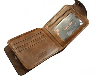 

Retro Men Wallet Genuin Leather Short Wallet Casual Cowboy Style Soft Leather Bifold Wallets MultiPocket Purse Card Holder~