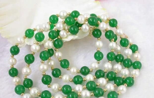 

RHJ0020 32" White FW Pearl Malay stone Beads Necklace