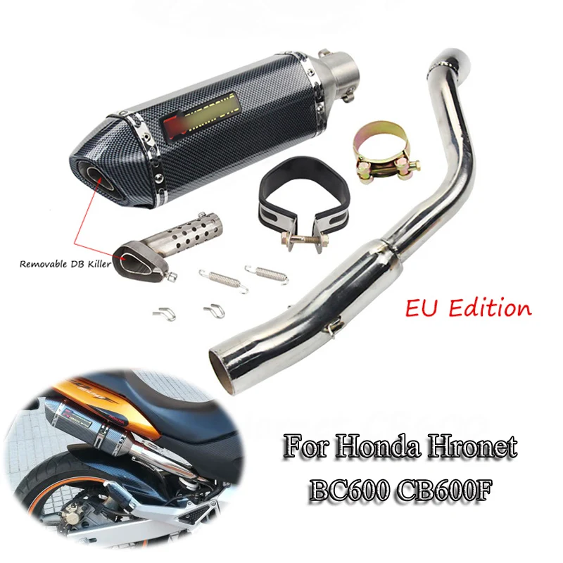 Hronet CB600 cb600f глушитель выхлопной трубы мотоцикла среднего подключения трубы глушитель выхлопной трубы для Honda Moto Escape slip on