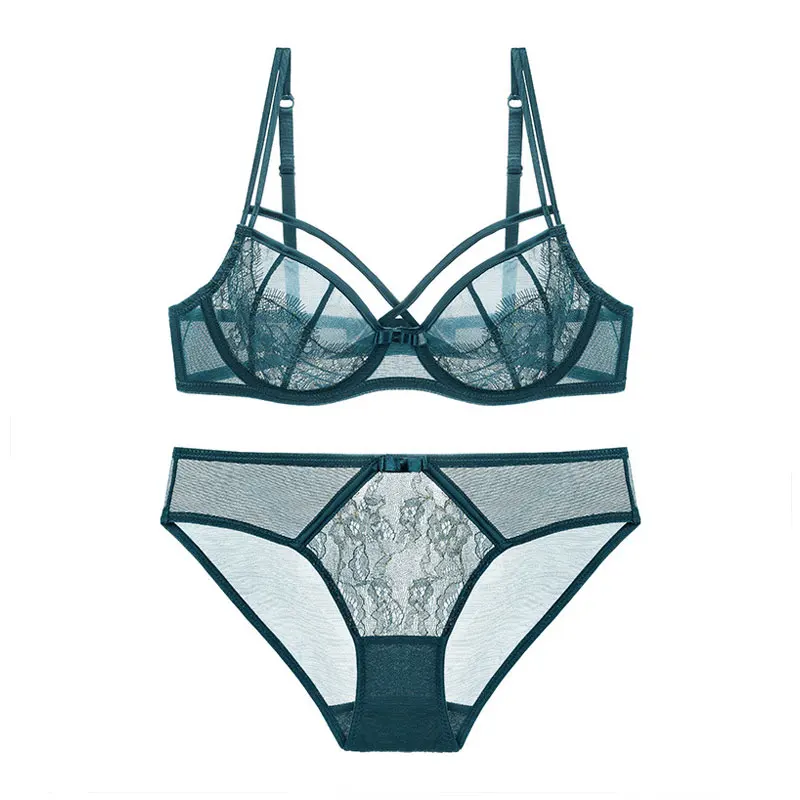 TERMEZY Hot Women lingerie set ultra thin bra set Sexy Lace Underwear victoria Transparent Bralette set Women Bra Panties Set