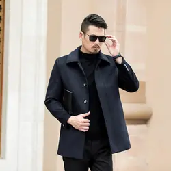 2018 новое зимнее шерстяное пальто Для мужчин для отдыха длинные участки шерстяной пальто Для Мужчин's Однотонная одежда Повседневное модные