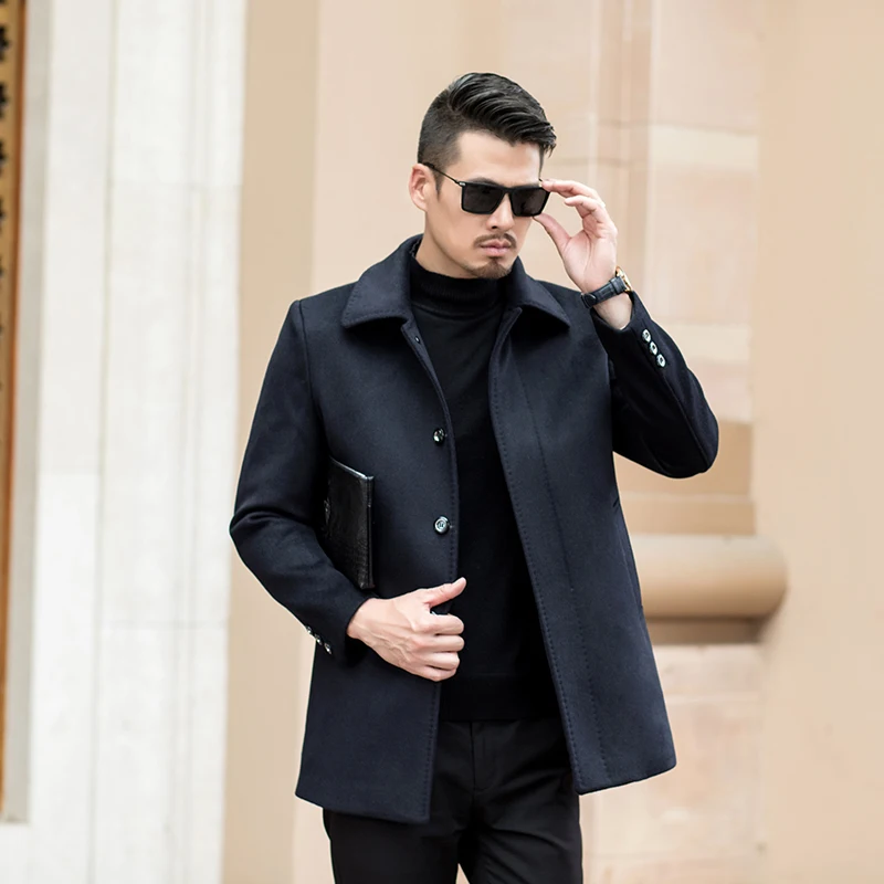 

2018 New Winter Wool Coat Men Leisure Long Sections Woolen Coats Men's Pure Color Casual Fashion Jackets / Casual Men Overcoat