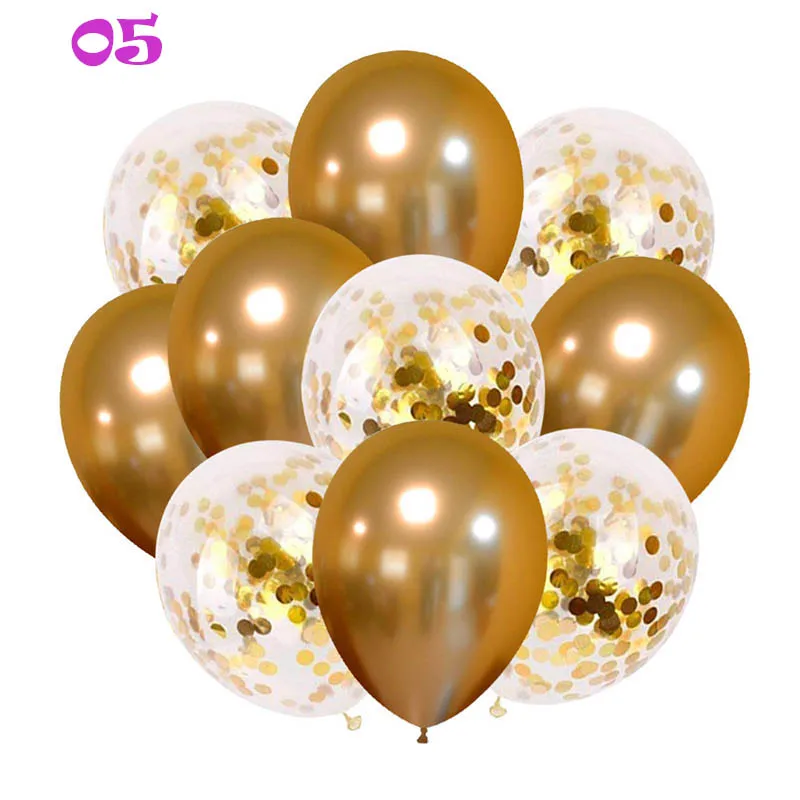 10pcs 12 Inch Sequin Balloon set Wedding Birthday Colorful Ballon confetti Balloon Baby Shower Party Decoration supplies - Цвет: 05