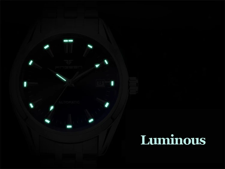Мужские роскошные часы от ведущего бренда, мужские светящиеся водонепроницаемые наручные часы с календарем, автоматические механические наручные часы из нержавеющей стали