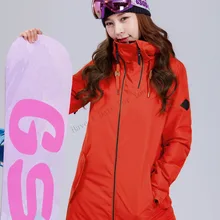 Gsou снег для женщин лыжный супер теплая куртка Костюмы уличная спортивная одежда лыжный спорт сноуборд куртка термальность куртка для езды зимняя