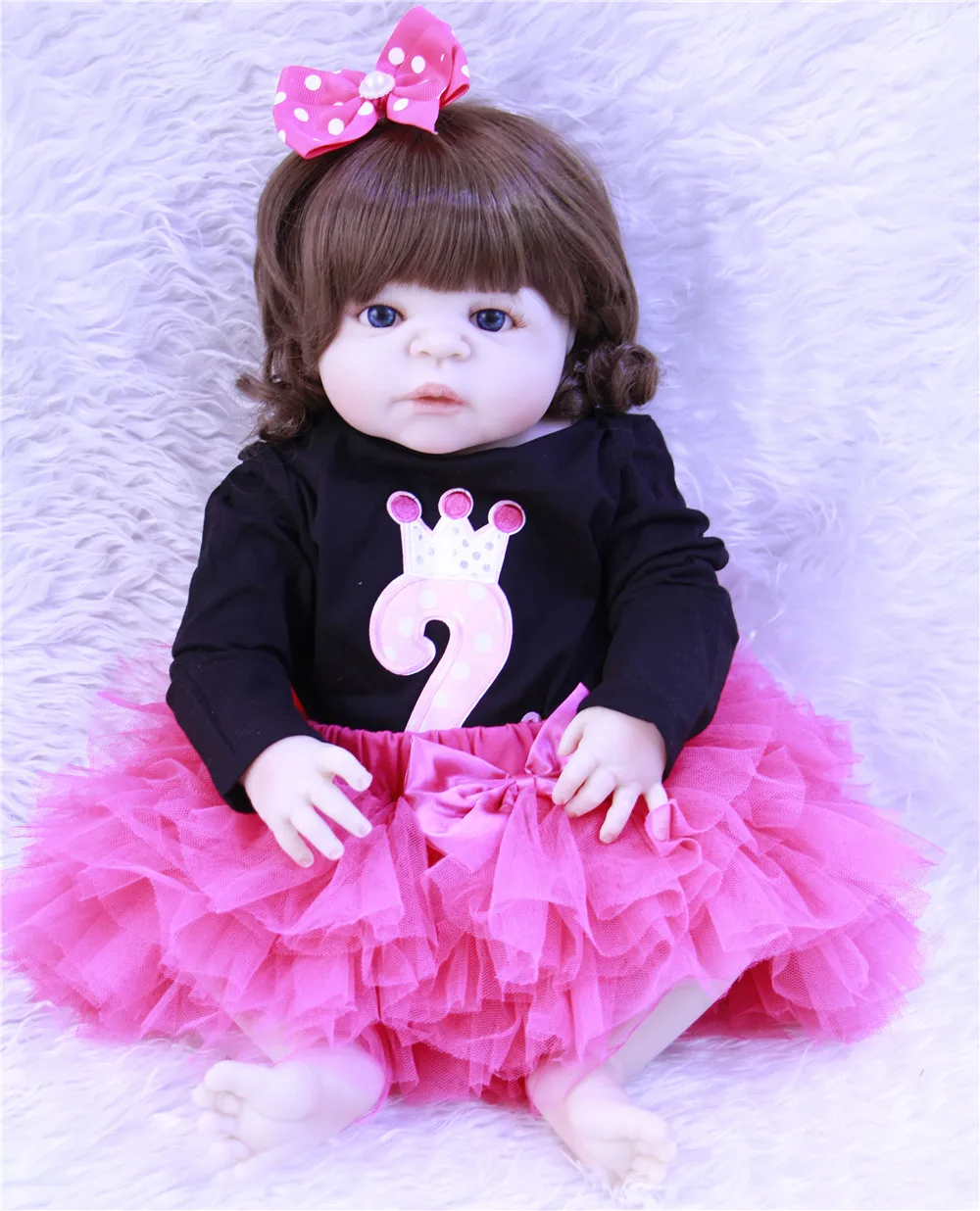 Кудрявые очаровательные 55 см Кукла Reborn ручной работы полностью силиконовая Bebe кукла новорождённого кукла Boneca в милой одежде модные куклы