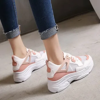 

Women Casual Shoes 2018 Summer Spring Women Sneakers Fashion Breathable Mesh Lace-Up Outdoor sport shoes with Walking Shoes