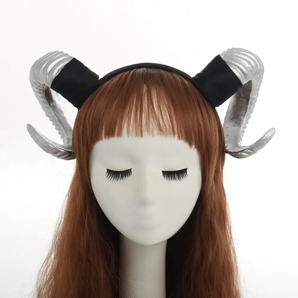 Black Devil Horns Cosplay Sleep Style Gothic RAM Headband Hair Clips Accessories for Enhanced Aesthetic Impact image 5