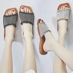 Шлепанцы; женская одежда; красные сандалии и шлепанцы; Новинка 2019 года; пляжная обувь в Корейском стиле; модная летняя обувь на плоской