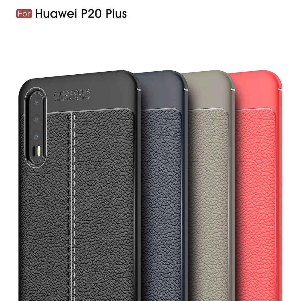 For Huawei P20 Plus Lite Hybrid Soft Matte Skin Litchi Texture Case Shockproof Bumper Business Cover Nova 3E P11 |