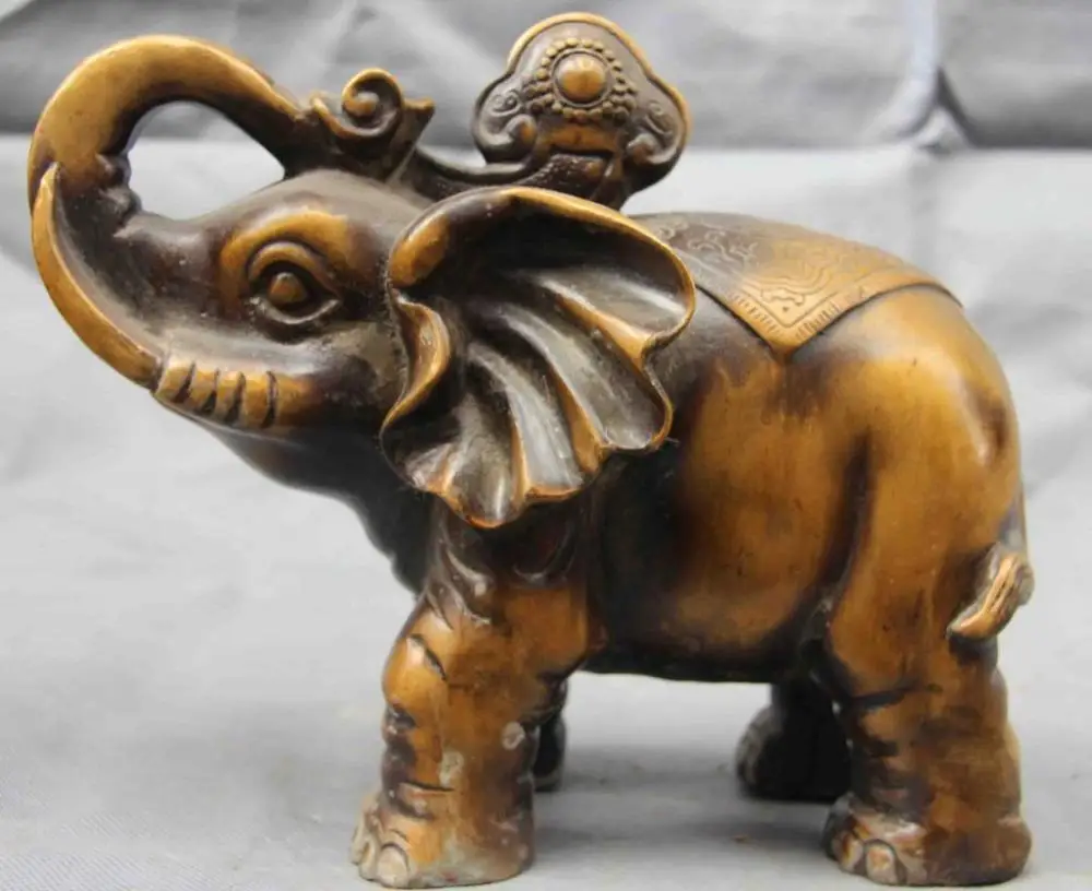 7 китайская королевская очищенная медь бронзовая фэн шуй лкуки Art Слоны художественная статуя