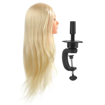 

Salon Head 26" 30% Real Human Hair Hairdressing Training Practice Head with Clamp Light Yellow Hair Dummy Head Model