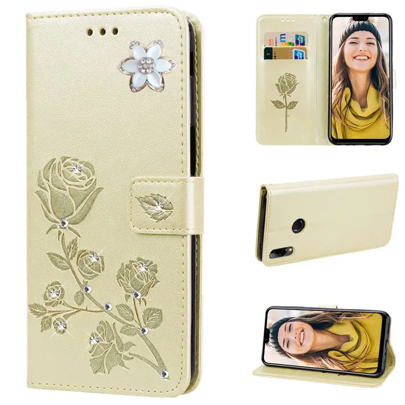 

Luxury Bling Leather Flip Case for Huawei Honor 8x honor8x Glitter Anti-knock Wallet Phone Bag for Y9 2019 y9 y92019 Cover