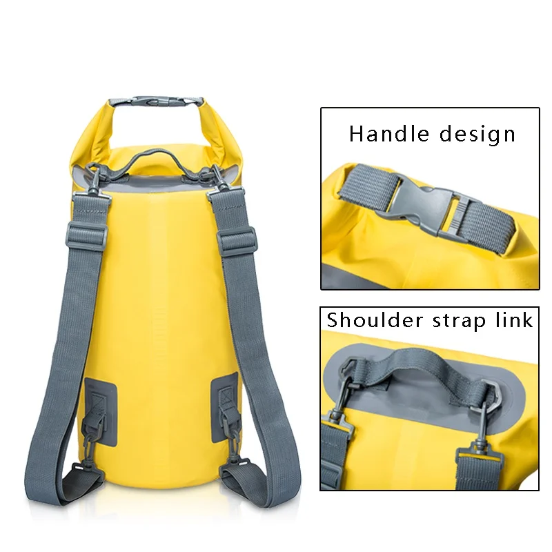 5L 10L Водонепроницаемый сухой мешок с плоской подошвой, уличные пляжные двойные плечевые ремни pvc с пряжкой плавающей мешок для хранения путешествия Плавание плавания рафтинга сумка