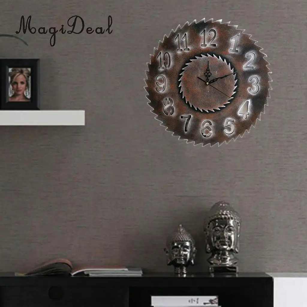 Industrial European Vintage 3D Rustic Decorative Gear Wooden Vintage Wall Clock