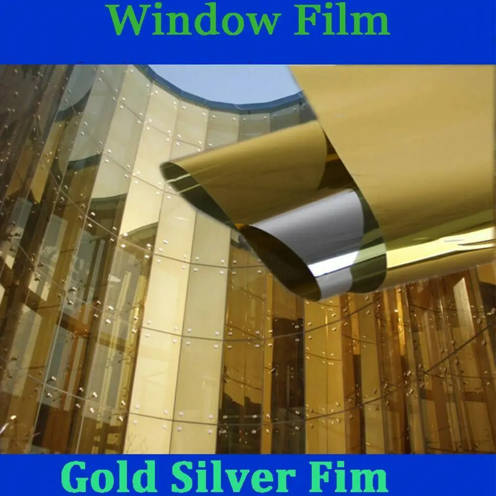 

Gold&Silver Solar Tint Film One Way Vision Mirrored Reflective Window Tint Film Home Building Window Decorative Foils 152x30cm