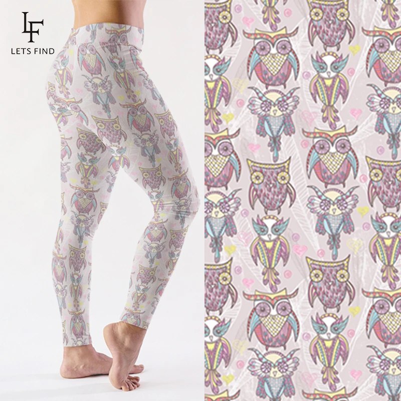 fleece lined leggings LETSFIND 2019 Hot Sales Women High Waist Elastic Leggings Animals Cartoon Owl Printing Plus Size Trousers Movement Leggings tiktok leggings amazon